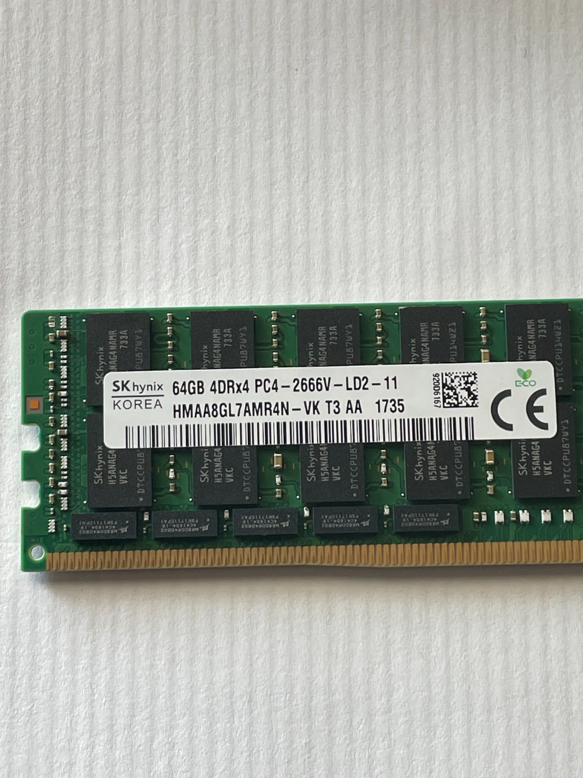 SK Hynix 64GB 4DRX4 PC4-2666V-LD2-11 DDR4 HMAA8GL7AMR4N-VK-T3 1735 Server Memory