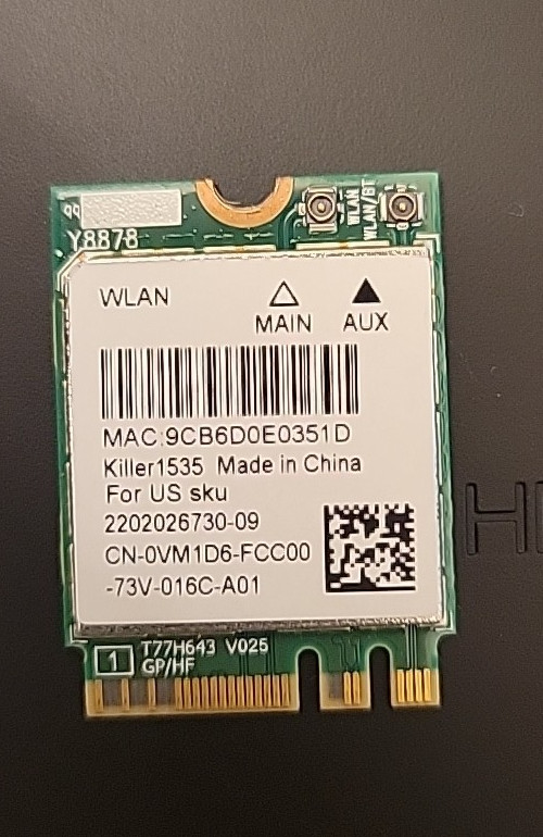 Killer 1535 QCNFA364A WLAN WiFi Bluetooth Card for Dell Alienware 15 R3 OEM
