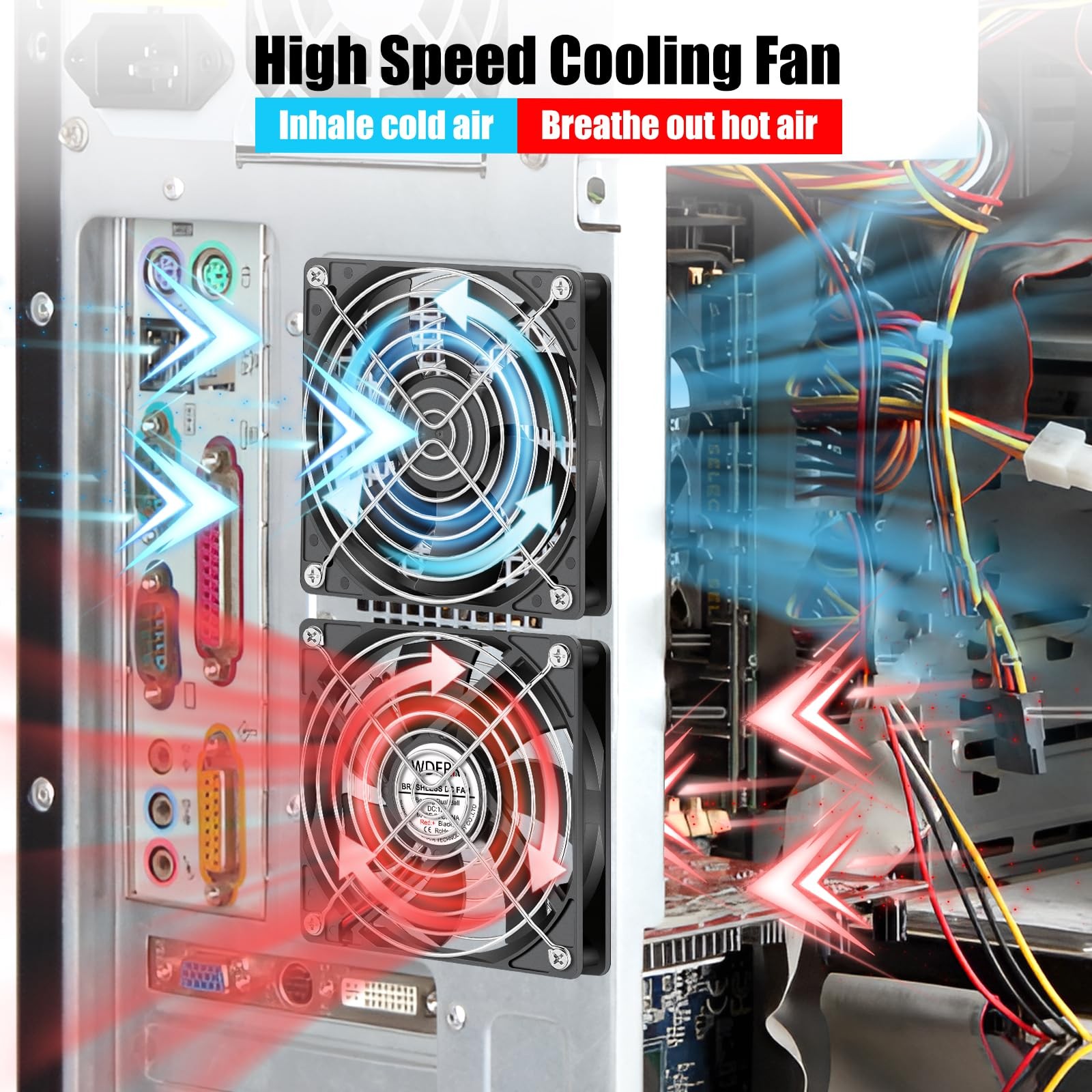 WDERAIR 120mm x 25mm 12V DC Computer Brushless 2Pin PC Case Cooling Fan 12025