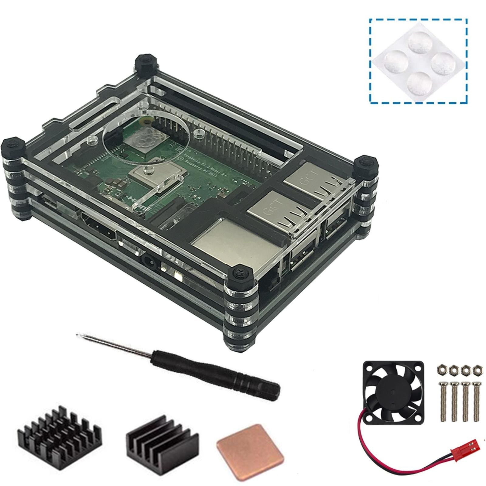 9 Layers Acrylic Transparent Case With Cooling Fan For Raspberry Pi 3B+/3B E