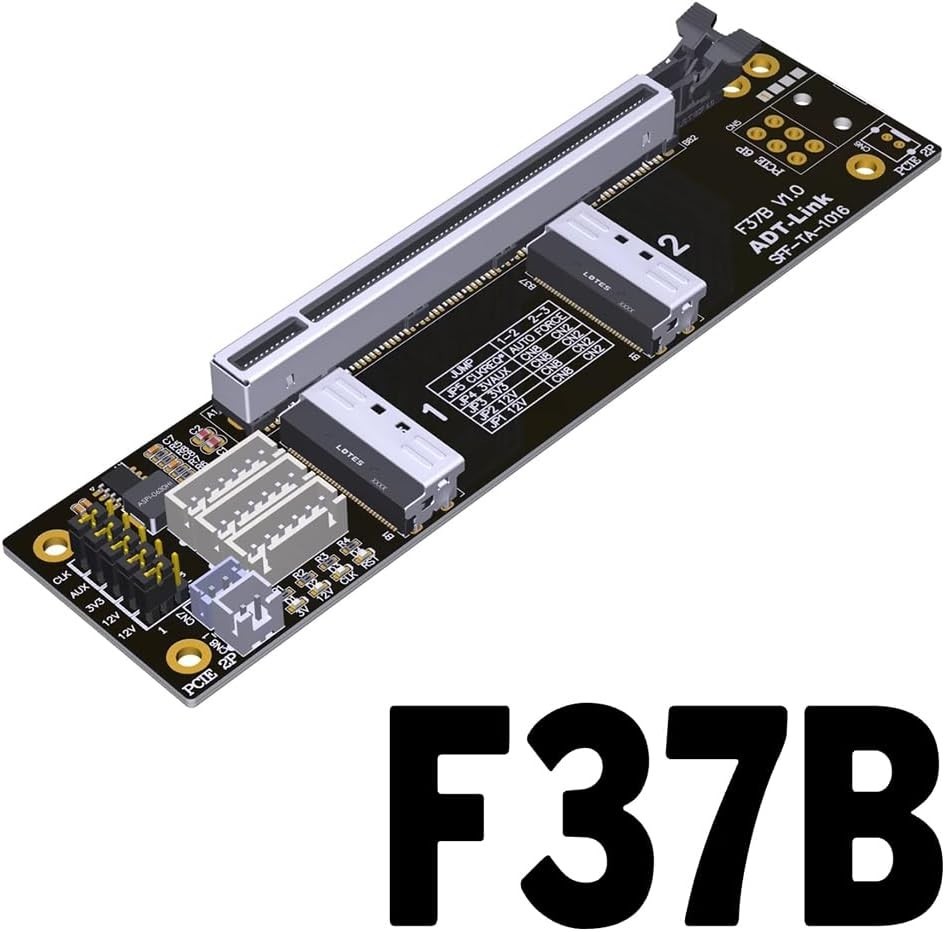 JMT ADT-F36B-F37B-D8S PCI-e 4.0 X16 to X8 MCIO Bifurcation Adapter 50cm