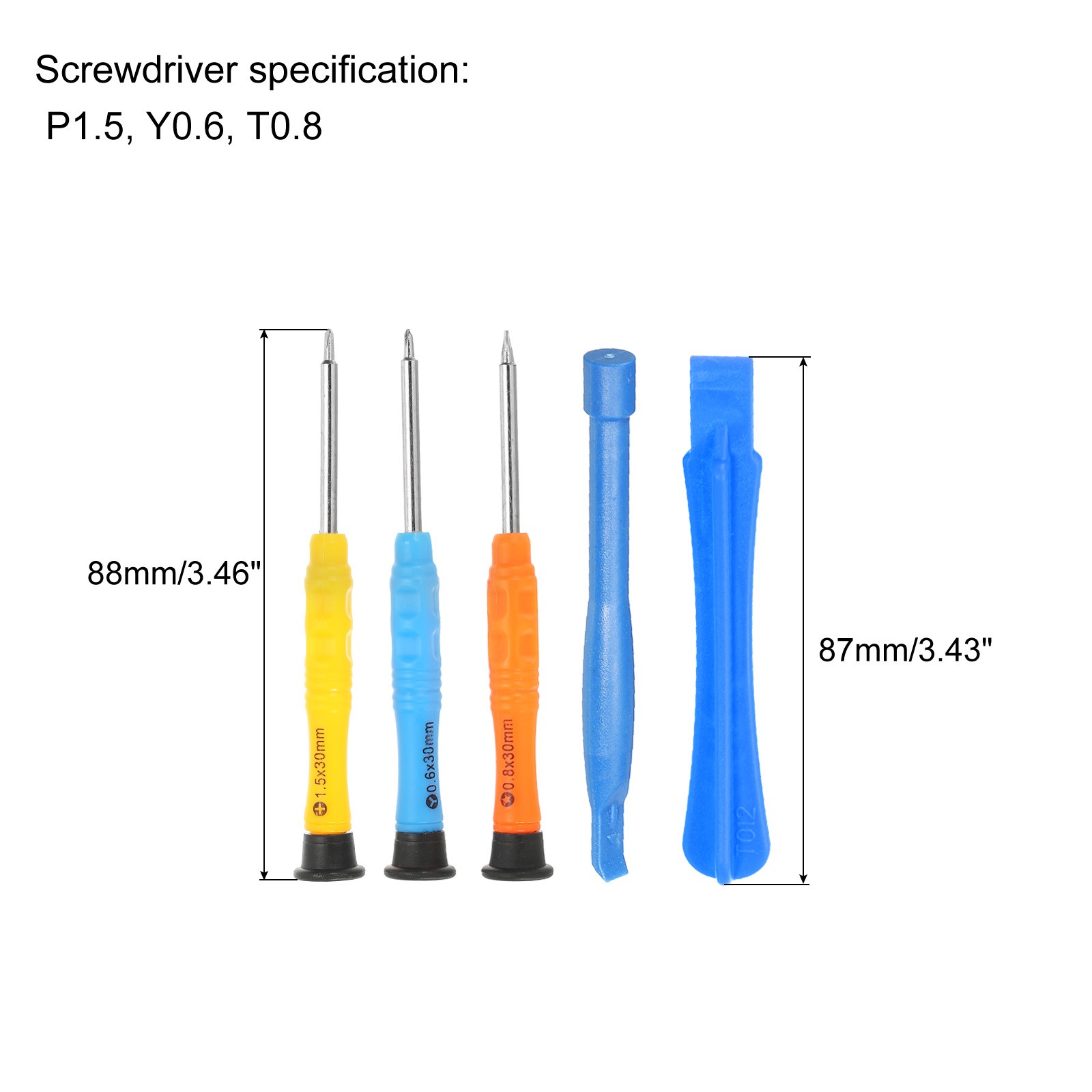 Phone Pry Opening Tools Screwdriver Spudger Kit Set 8 in 1 (P1.5, Y0.6, T0.8)