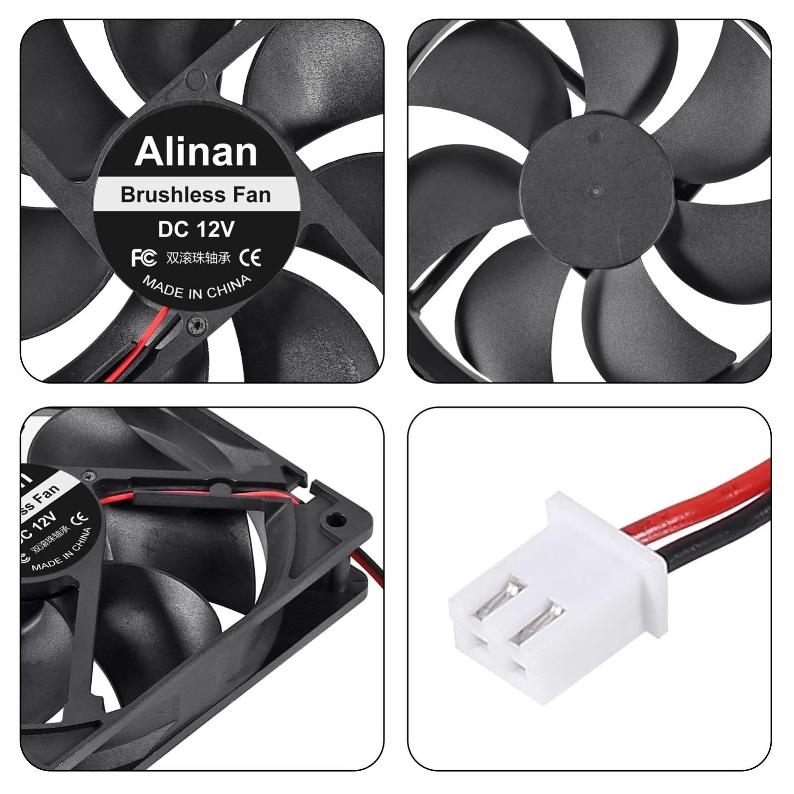 2Pcs 12025 120Mm X 25Mm 12V 5 Inch Dual Ball Bearings Brushless Fan 2Pin DC Cool