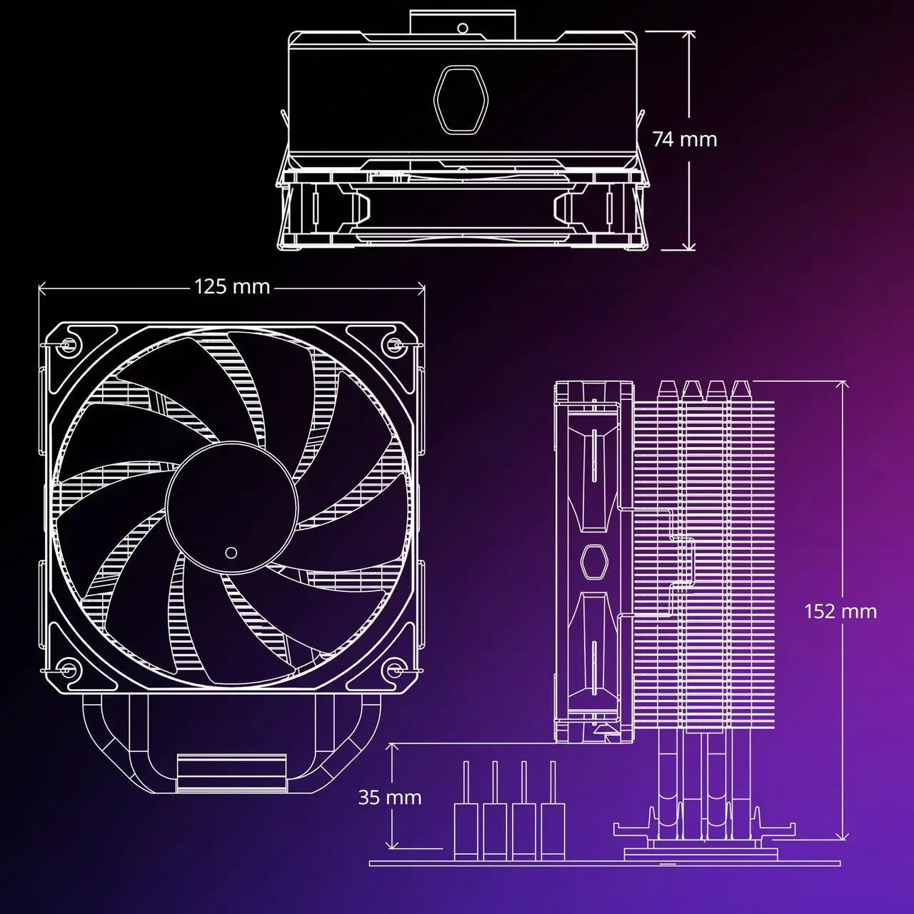 Cooler Master Hyper 212 RGB W/ Fan Splitter Cables