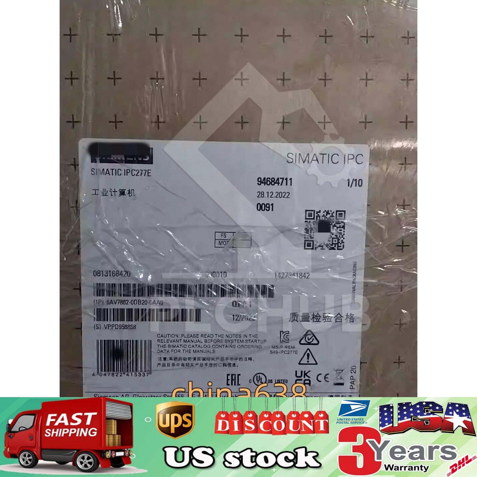 New Siemens 6AV7882-0DB20-0AA0 6AV78820DB200AA0 SIMATIC IPC277E (Nanopanel PC