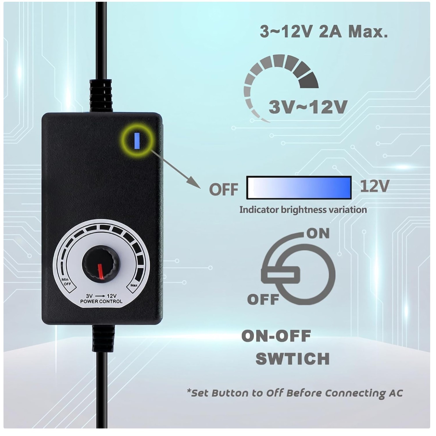 Adjustable 3-12V Power Supply Controller