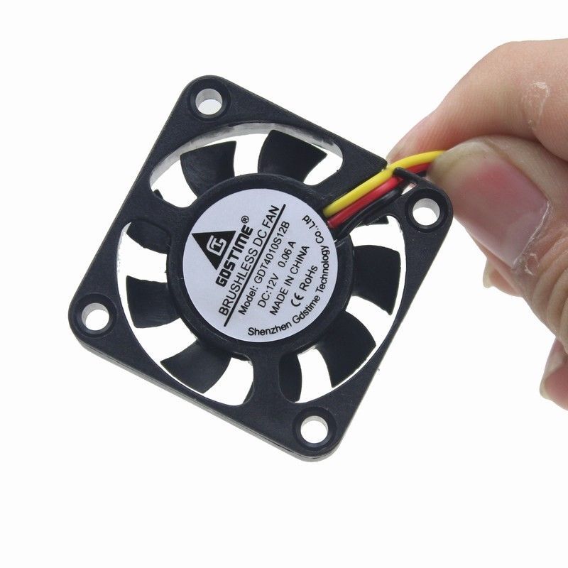 2Pcs 12V 3Pin 40x40x10MM 9 Blades 4cm Mini DC Brushless Cooling Fan GDT4010S12B