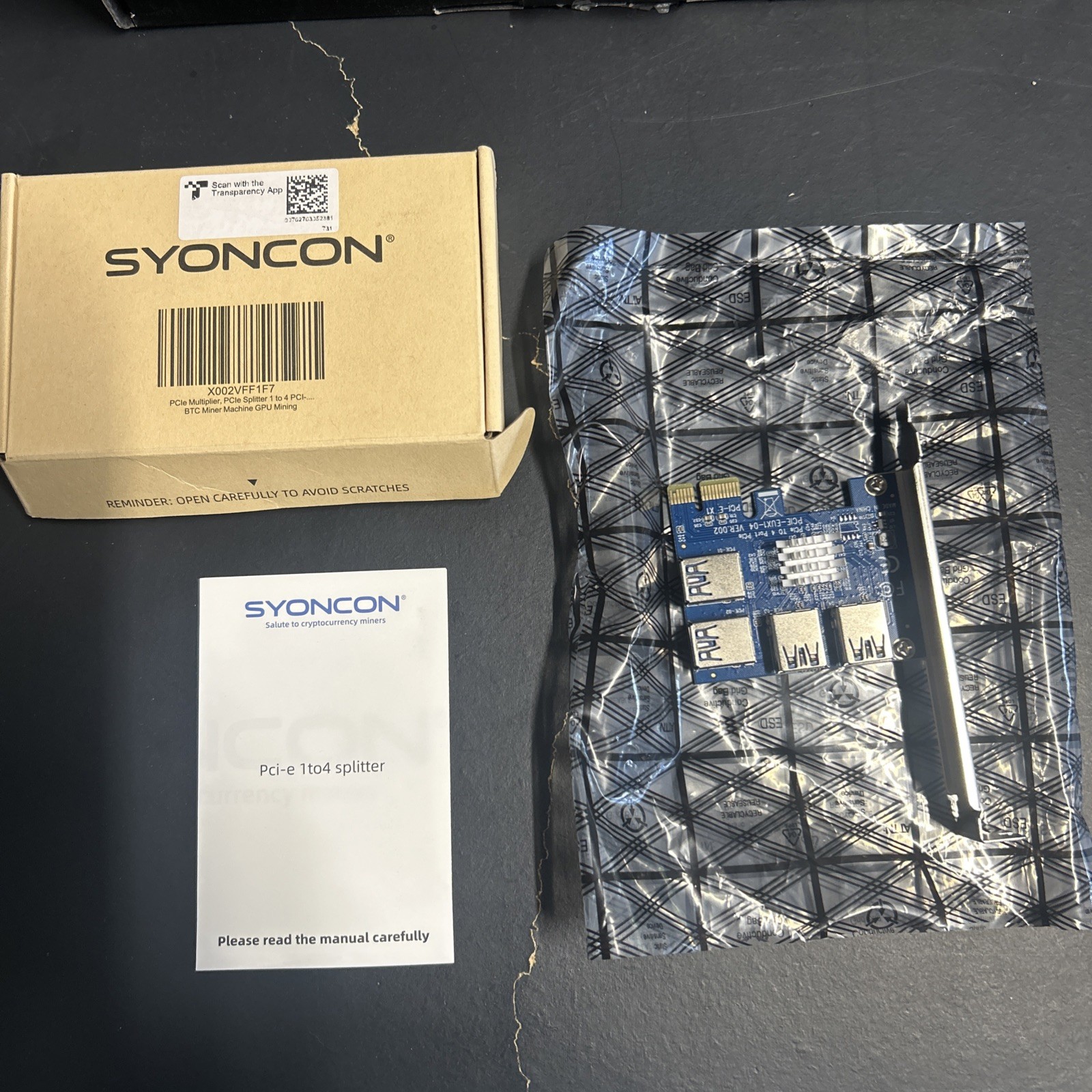 Syoncon PCIe Multiplier, PCIe Splitter 1 to 4 PCI-Categorical BTC Miner Machine