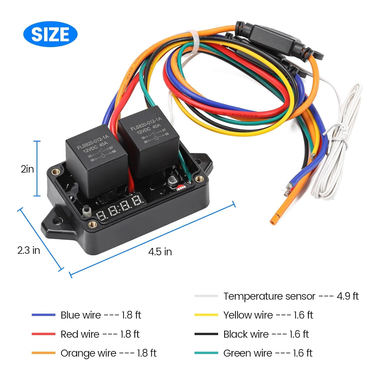 12V 24V Electric Fan Controller Kit 30A Digital Radiator Fan Switch Adjustable