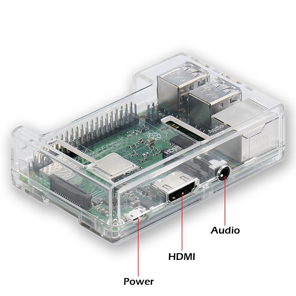 iUniker Raspberry Pi 3B+ Case – Transparent with Heatsink – Access to Clear