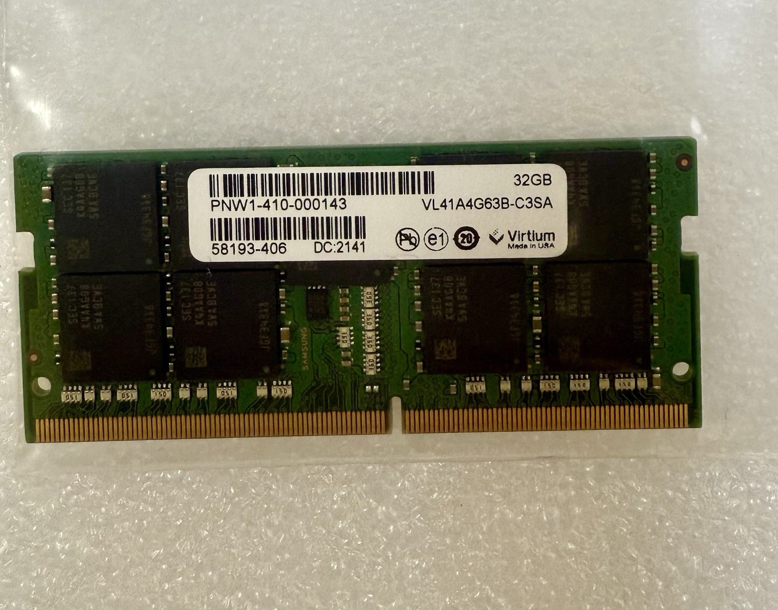 Virtium 32GB DDR4 SO-DIMM ECC Memory VL41A4G63B-C3SA OEM Fast Ship From USA