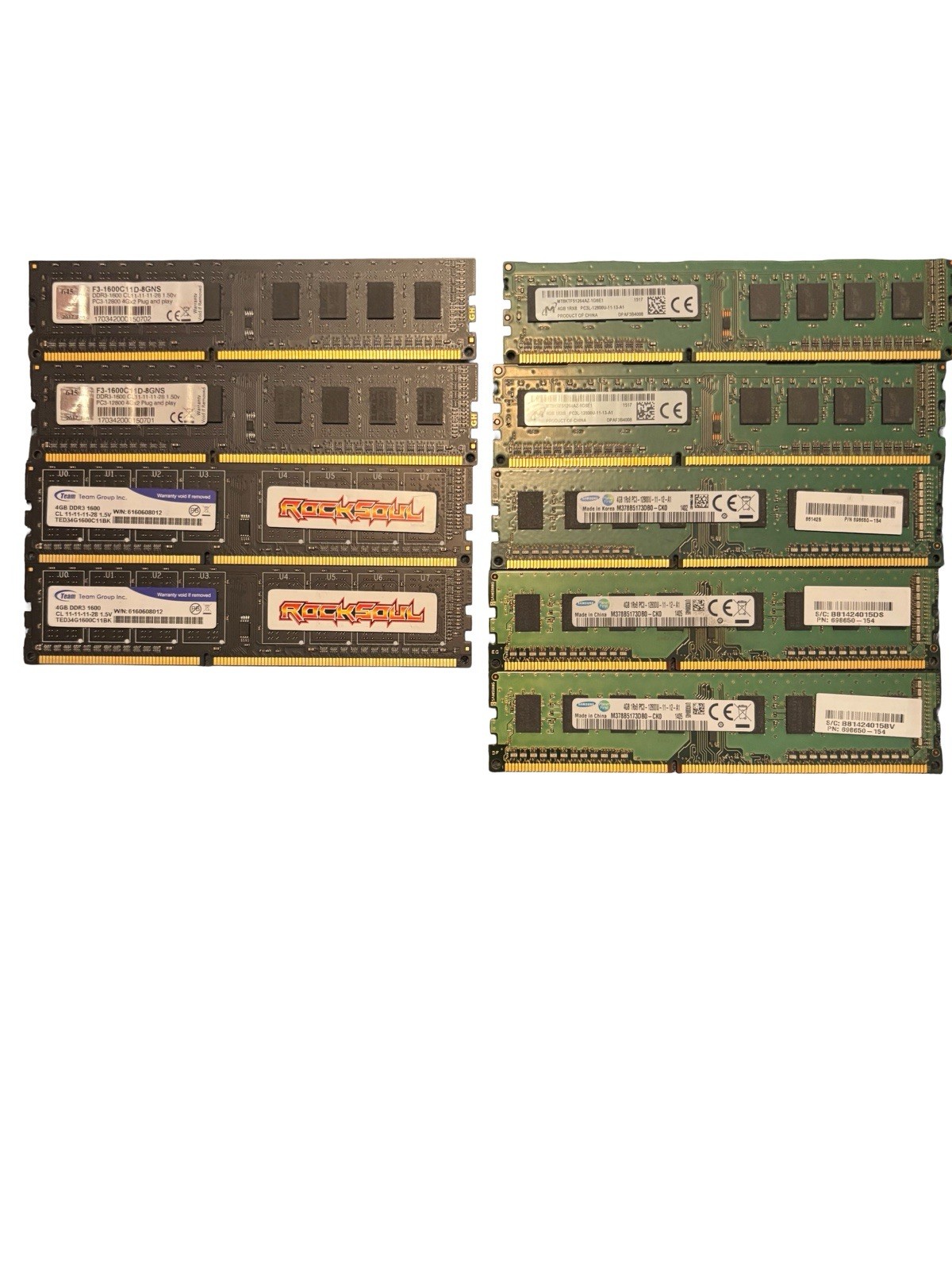 Mixed Brands Lot of 15 DDR3 RAM Desktop RAM Modules
