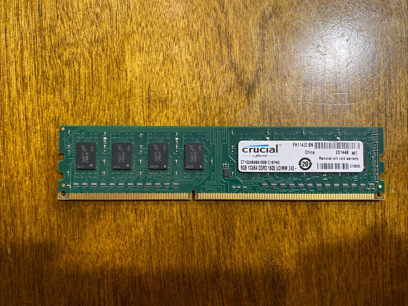 Crucial by Micron 8GB 1GX64 DDR3 1600 UDIMM 240 –