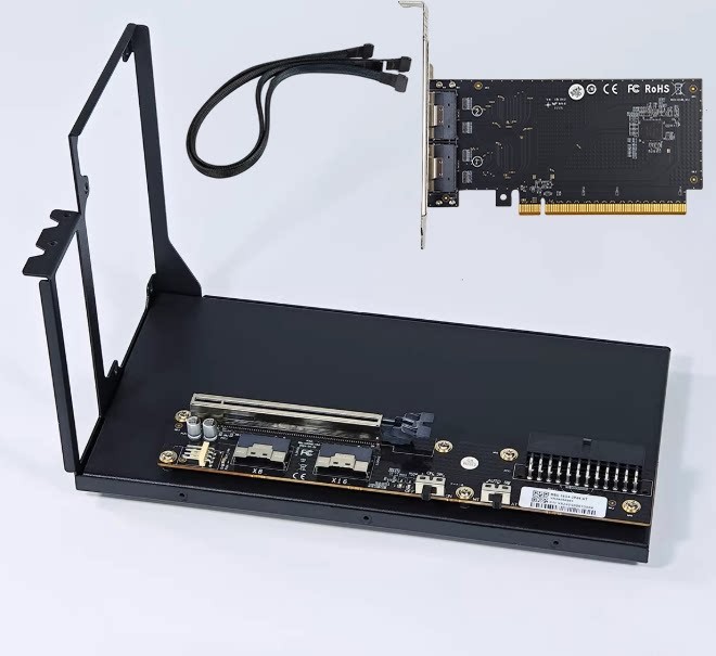 PCIE 4.0X16 graphics card docking station External PCIE X16 To 2 Port SlimSAS