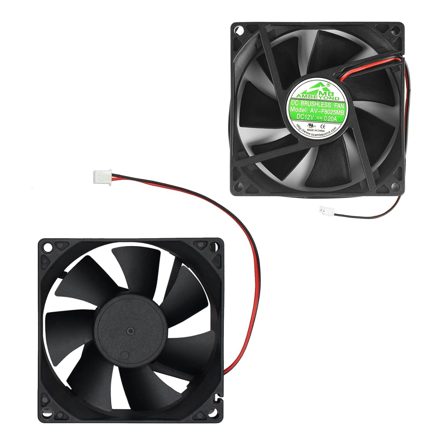 80Mm by 80Mm by 25Mm 8025 12V DC 0.20A Dual Ball Bearing Brushless Cooling Fan 2
