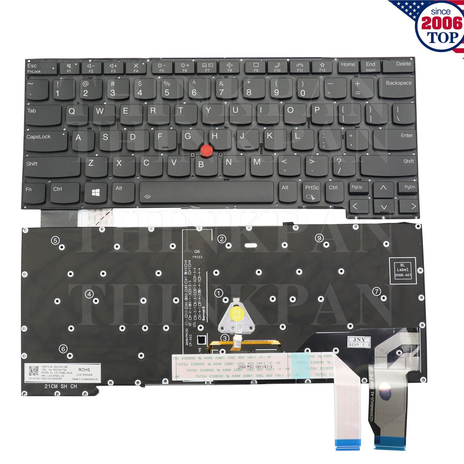 New US Backlit Keyboard for Lenovo Thinkpad X13 Yoga Gen 2 X13 Yoga Gen 3