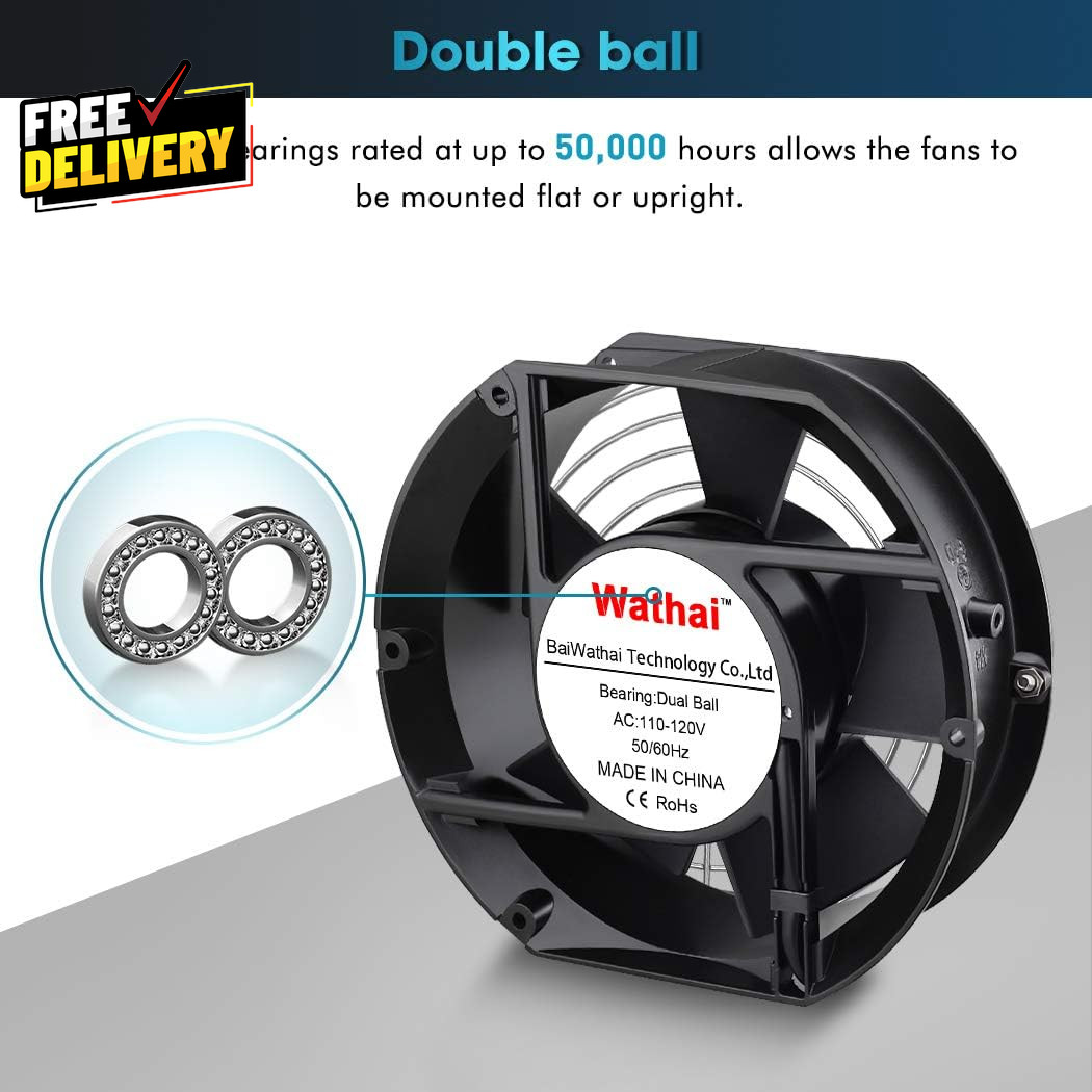 AC 110V 120V Axial Fan Big Airflow High Speed Dual Ball 172Mm X 150Mm X 51Mm….