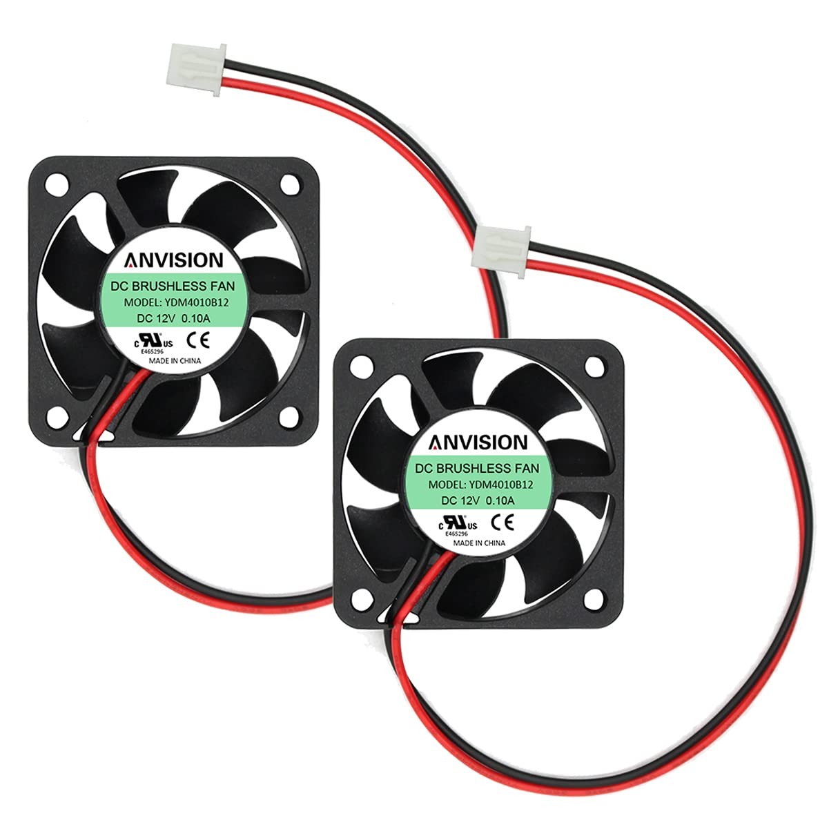 ANVISION 2-Pack 40mm x 10mm DC 12V Brushless Cooling Fan, Dual Ball Bearing, …