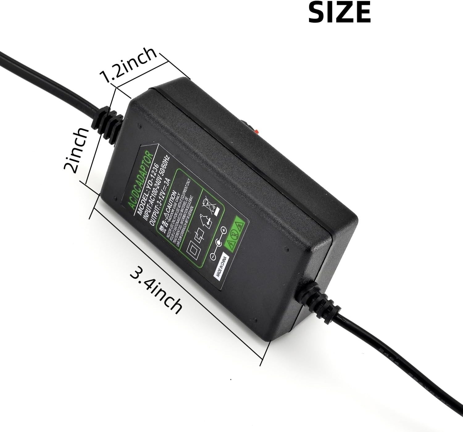 12V PC Fan Speed Controller, Fan Power Supply 100-240V AC to 3-12V DC 36W Adj…