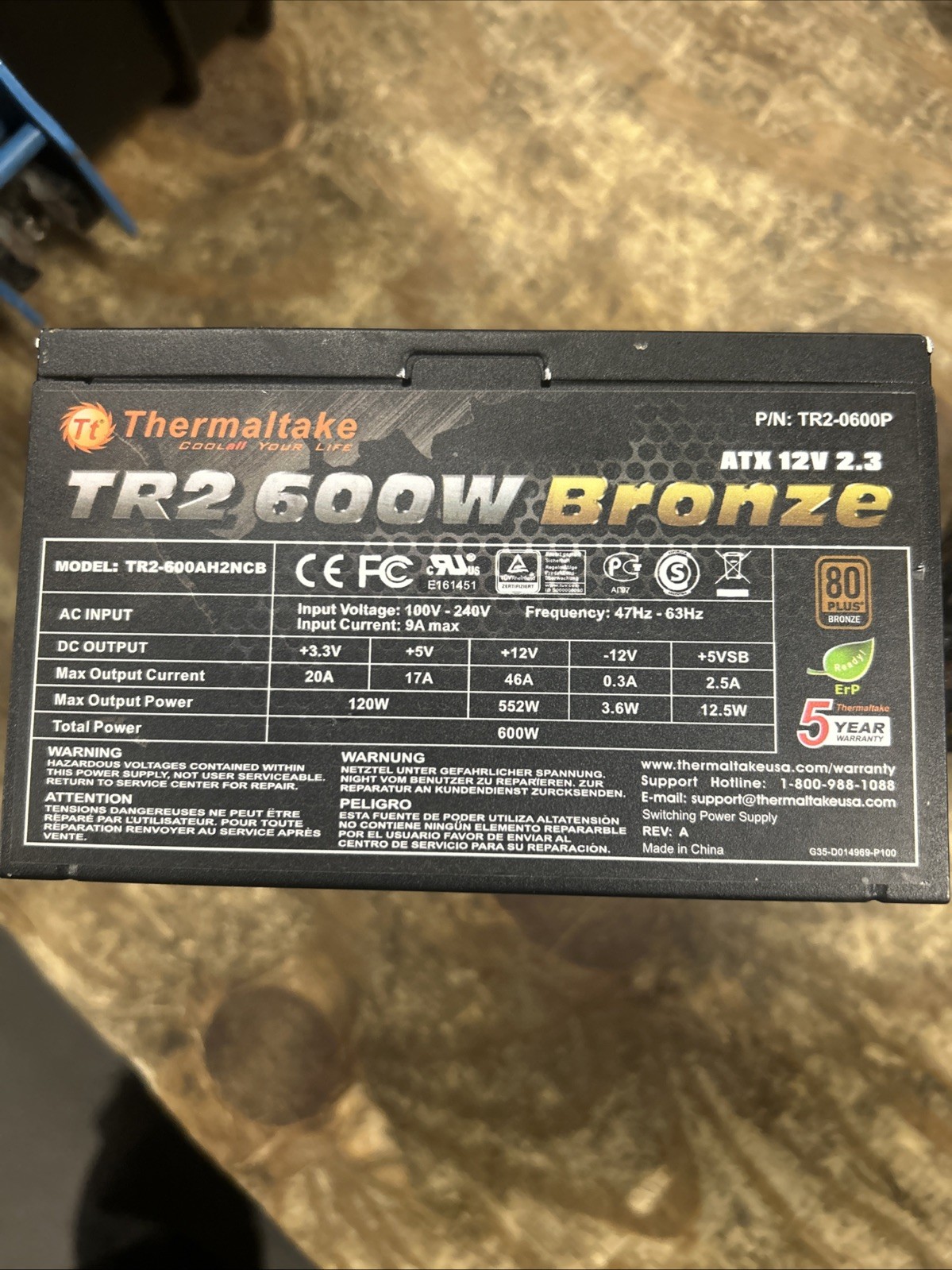Thermaltake TR2-600W power supply-tR2-600NL2NH