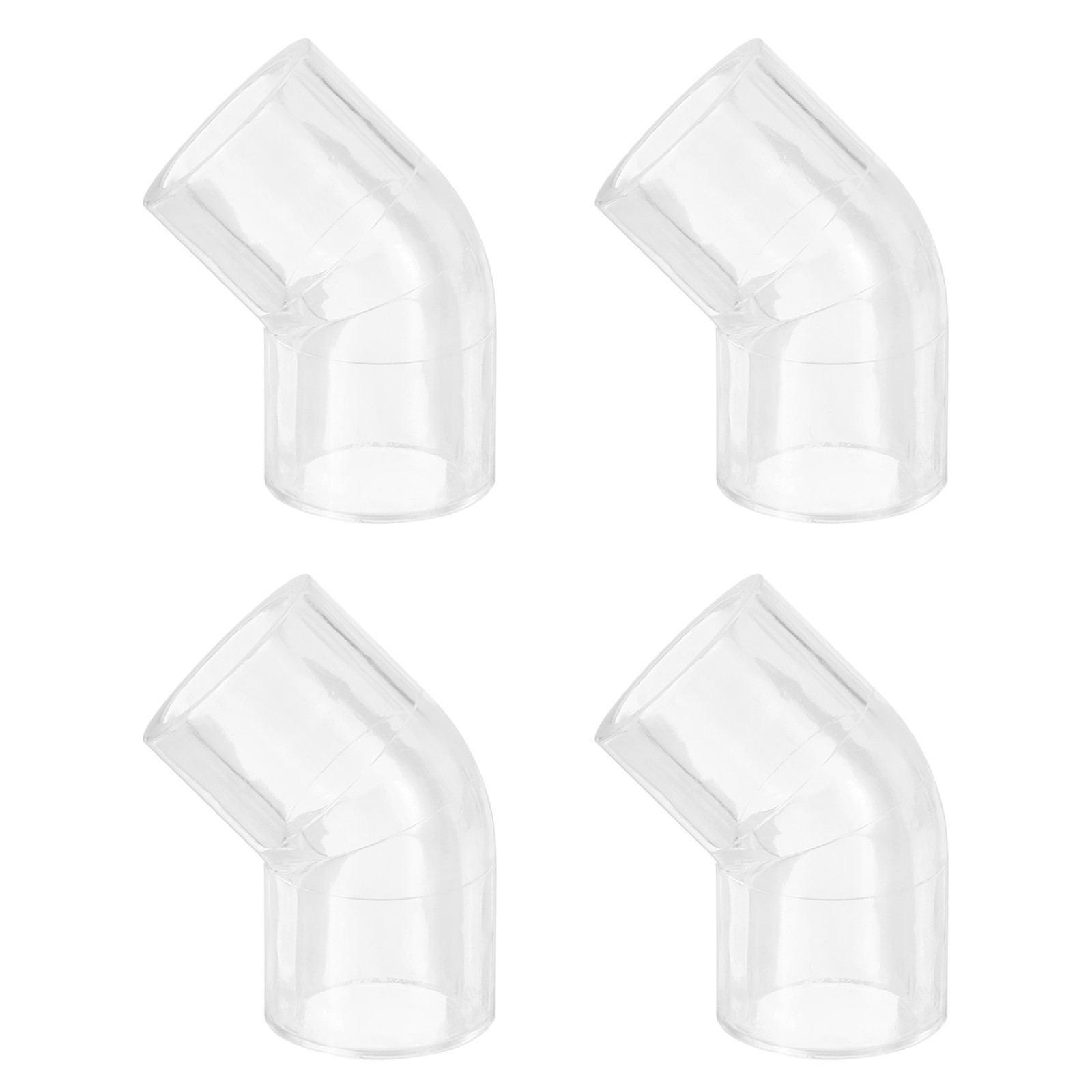 4pcs Clear Elbow Fitting, 45 Degree 14mm ID PC Pipe Fitting Adapter