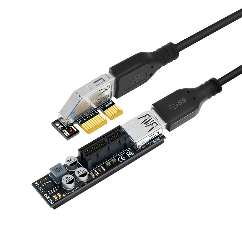 PCI Express PCIE X1 USB 3.0 Extension Cable Expansion Card Conversion 8Gbps