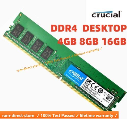 Crucial DDR4 4GB 8GB 16GB 2400Mhz 2666 3200 PC4 288pins Desktop Memory Dimm Ram