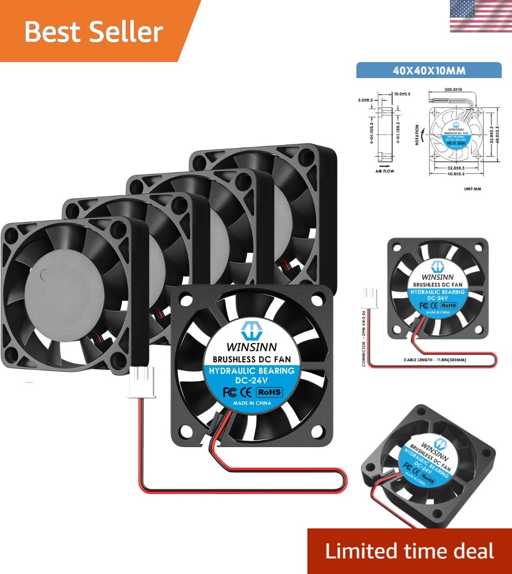 Hydraulic Bearing 40mm 24V Cooling Fans – Whisper-Quiet 5000 RPM, Pack of 5