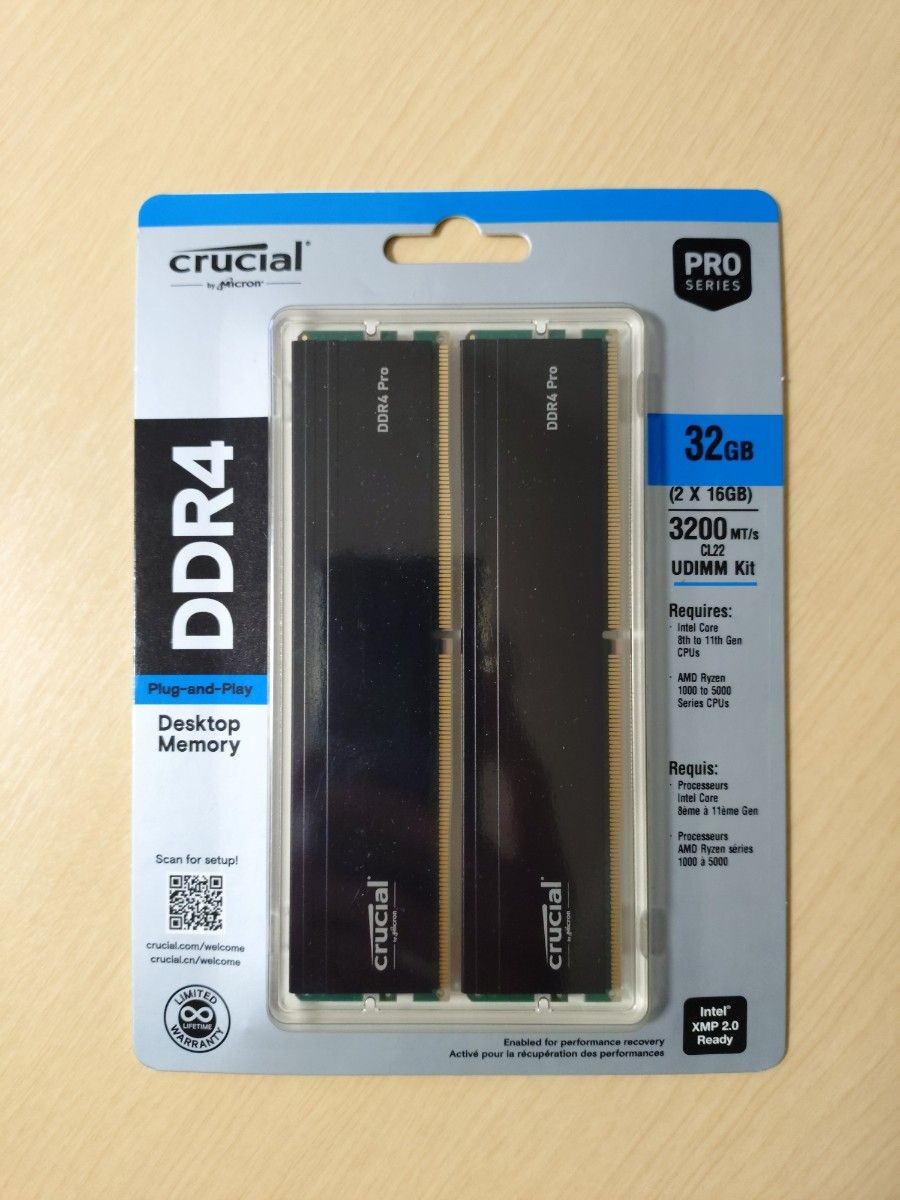 Crucial Pro DDR4 3200 32GB (16GBx2) Desktop RAM DIMM PC4-25600 Unopened