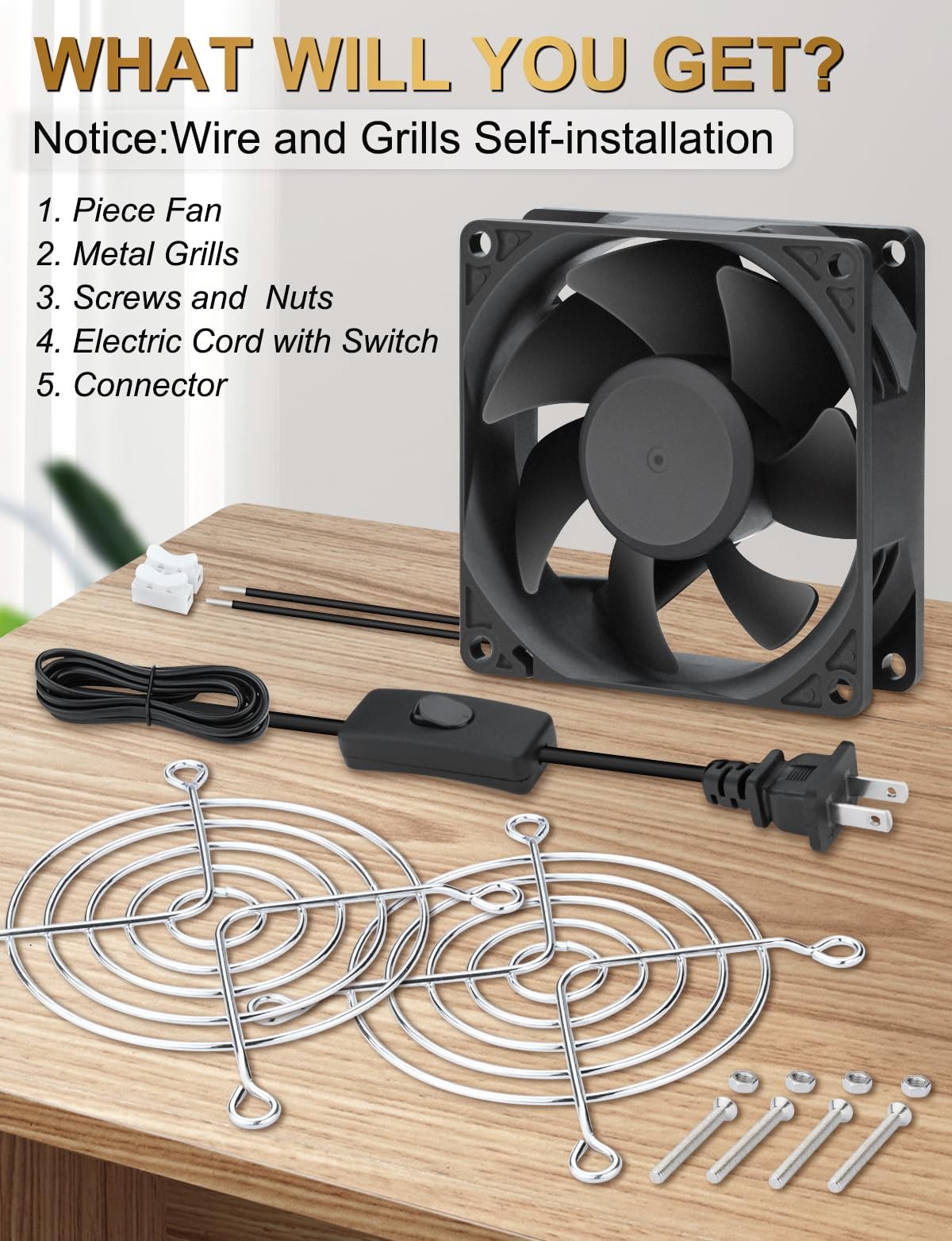 EC Axial Cooling Fan 80mm x 25mm, AC 120V Dual Ball Bearing