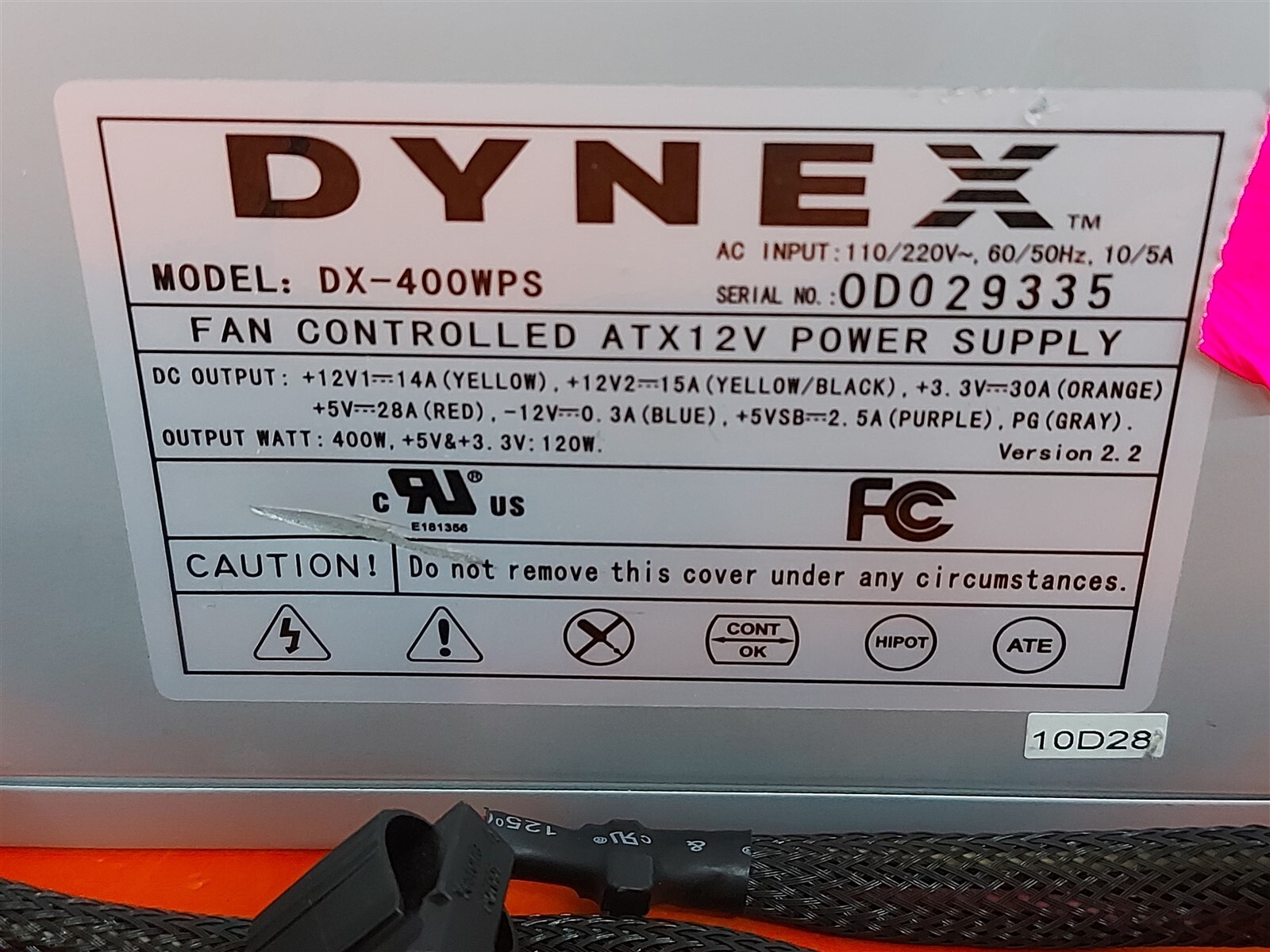 ⭐️⭐️⭐️⭐️⭐️ Desktop PC ATX12V Power Supply DYNEX DX-400WPS