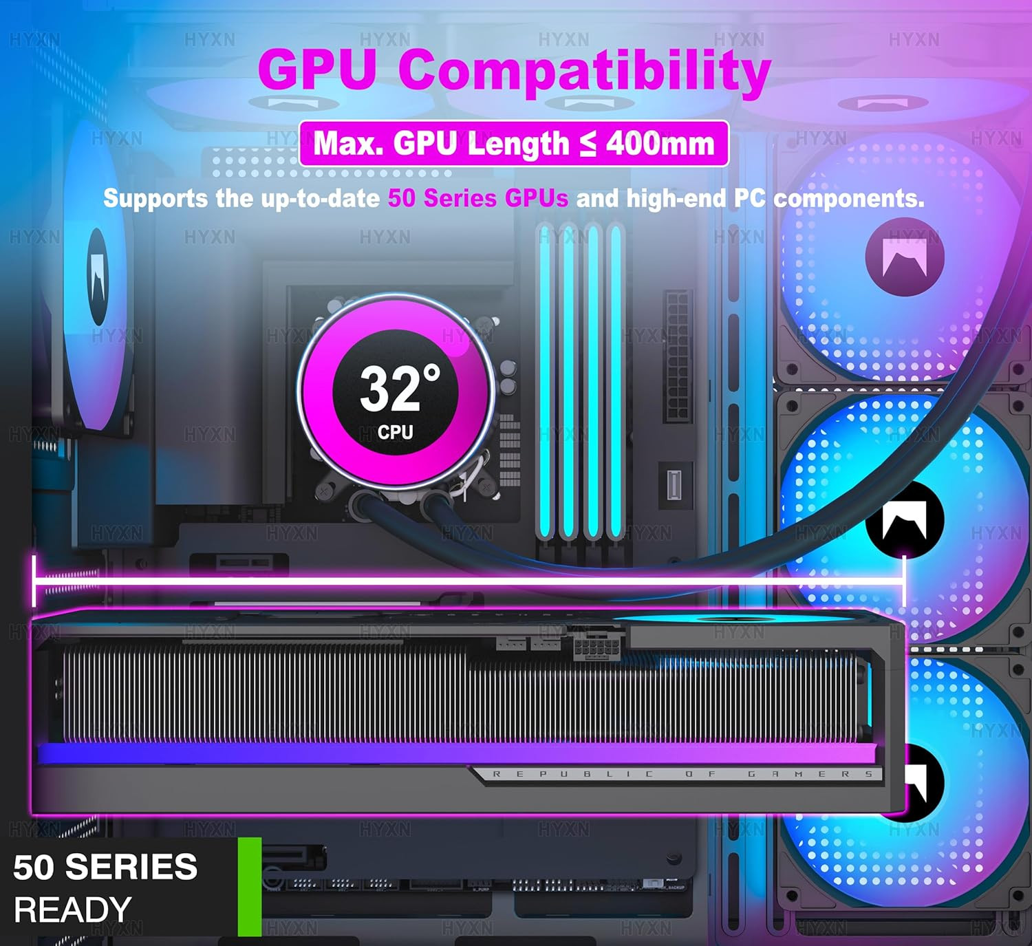 H1 ATX PC Case – Pre-Installed with 7 PWM ARGB Fans – Dual Cavity Mid-Tower PC