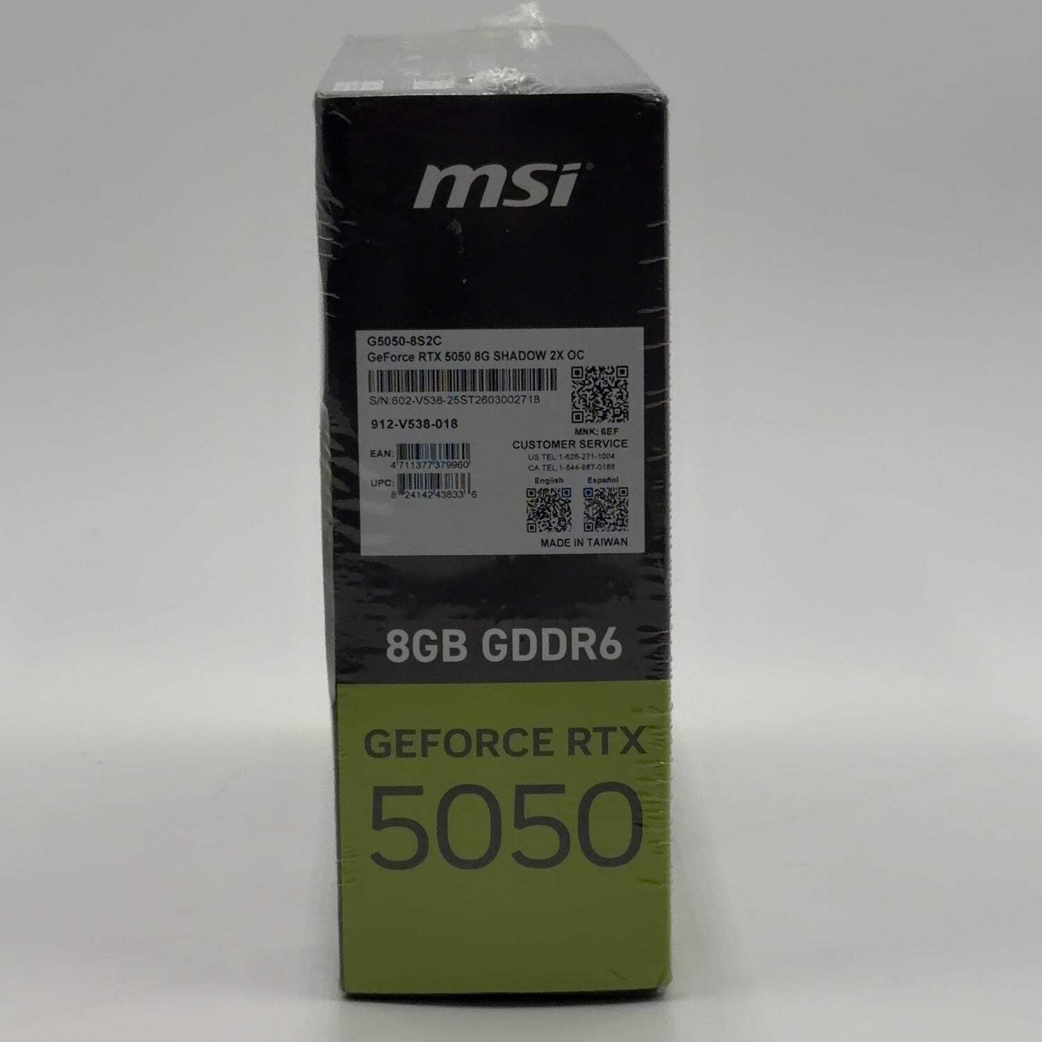 New MSI GeForce RTX 5050 SHADOW 2X OC 8GB GDDR6 Graphics Card 912-V538-018