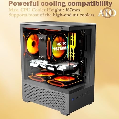 Micro ATX Case, MATX,ITX PC Case with 2 X 120mm ARGB Fan Pre-Installed,