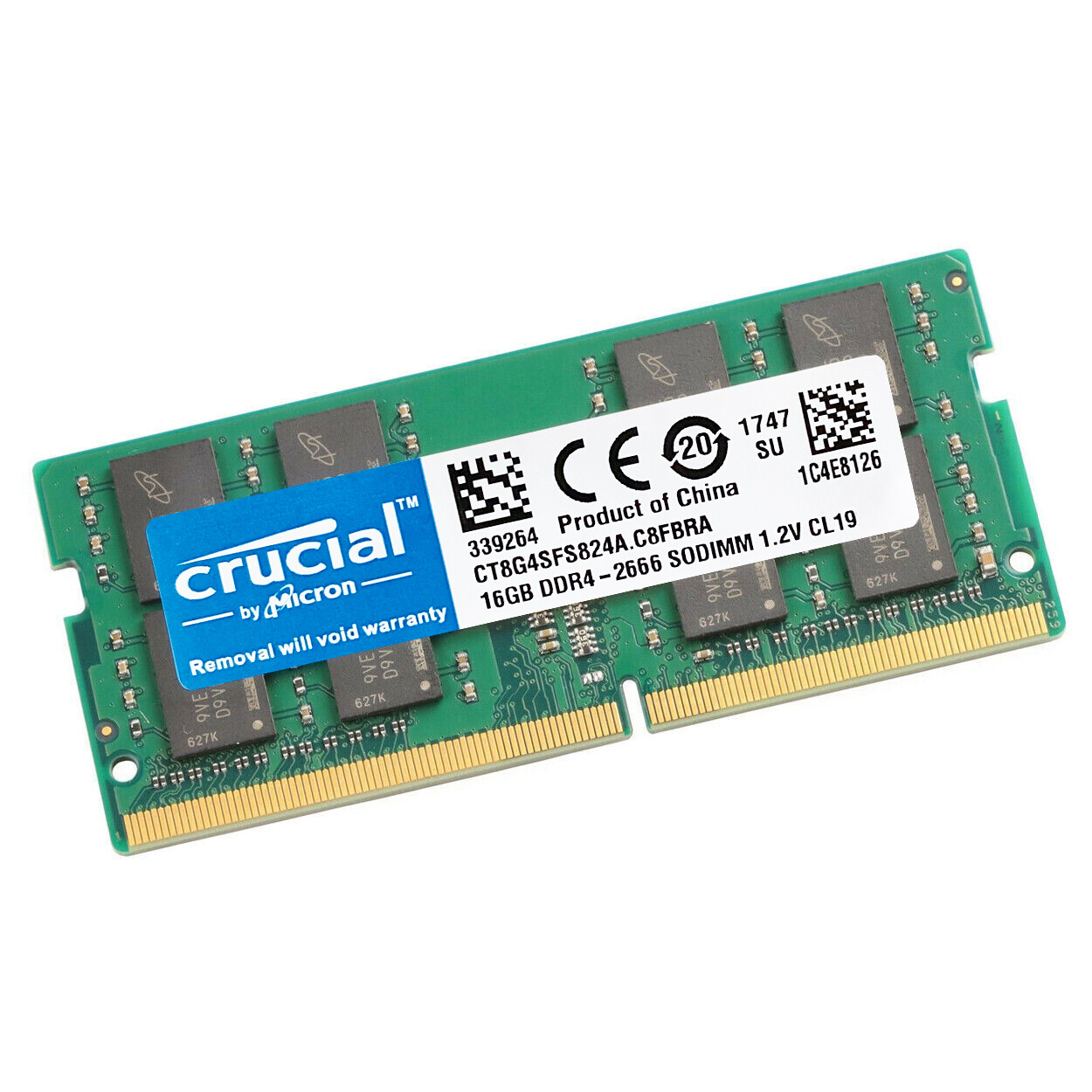 Crucial DDR4 32GB KIT 2 x 16GB 2666 MHz PC4-21300 SODIMM 260-Pin Laptop Memory