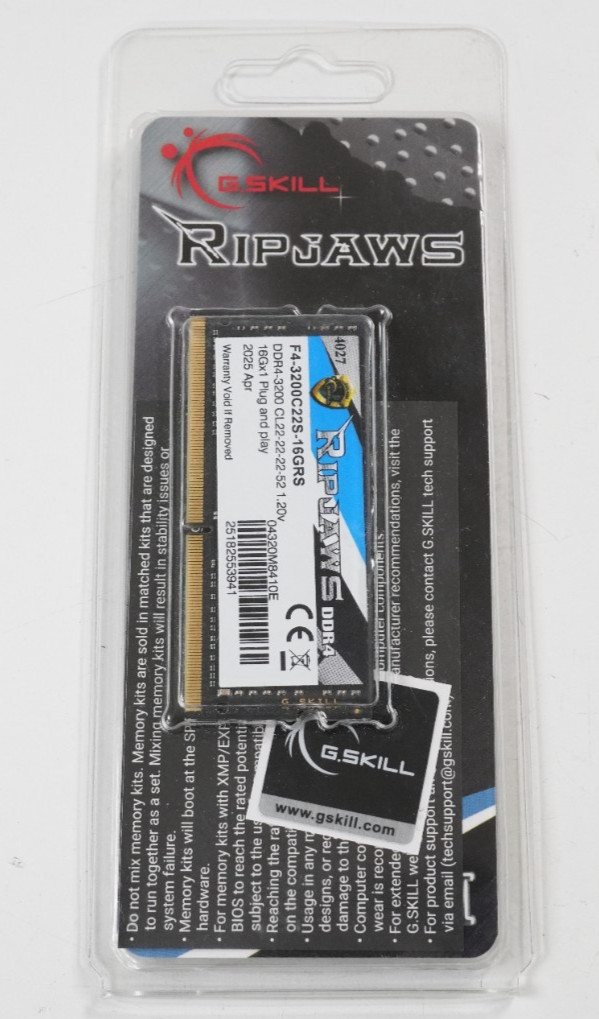 G.Skill 16GB (1x16GB) RipJaws 3200MHZ CL22 SODIMM DDR4 RAM F4-3200C22S-16GRS