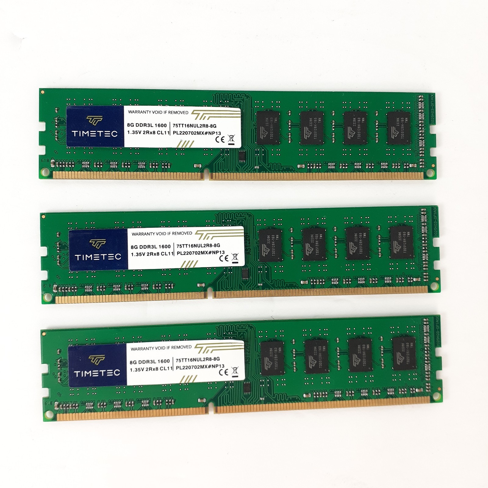 Timetec 24GB (3x8GB) DDR3L 1600MHz DIMM 240-Pin Desktop RAM 75TT16NUL2R8-8G