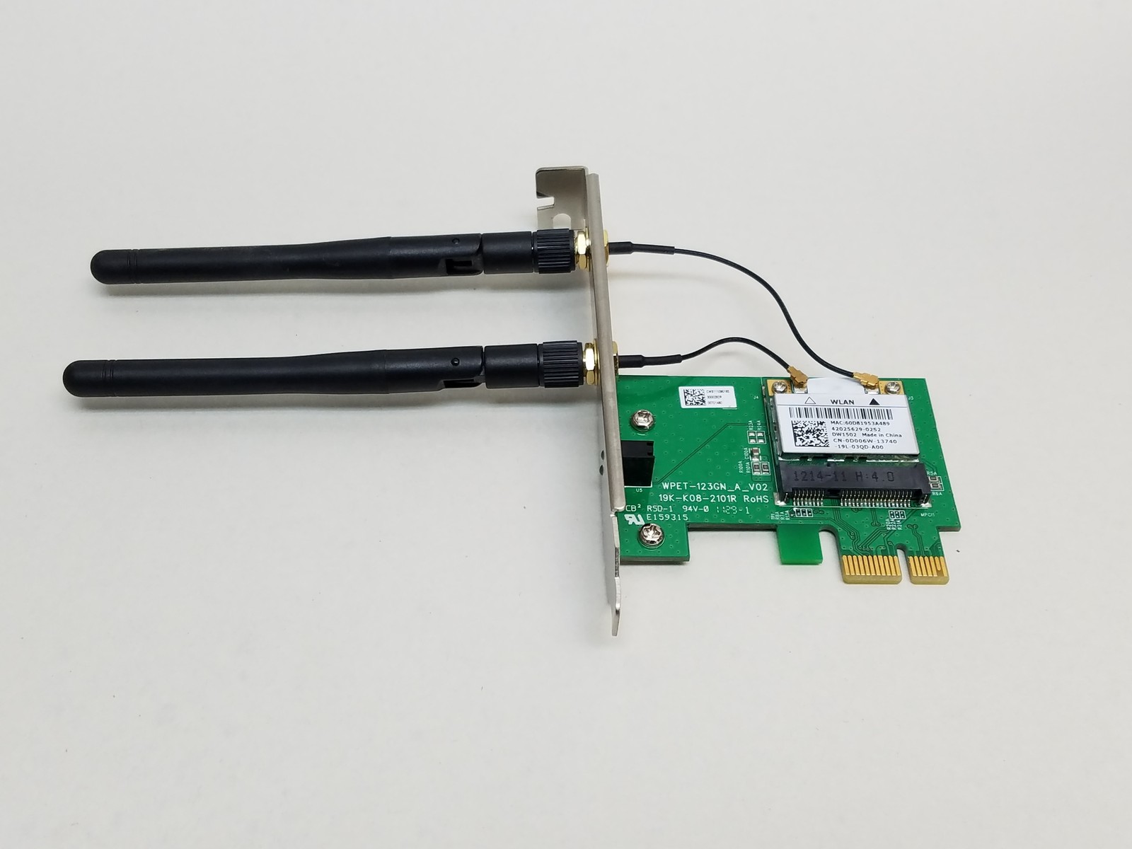 Lot of 2 Dell 56CGK DW1502 PCI Express x1 WLAN Mini Wireless Card