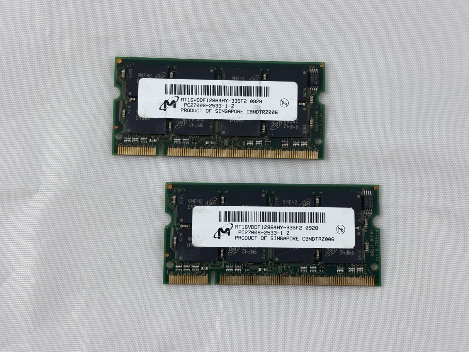 Micron MT16VDDF12864HY-335F2 DDR-333 PC2700 2x1GB 2GB 200 PIN SODIMM Laptop RAM