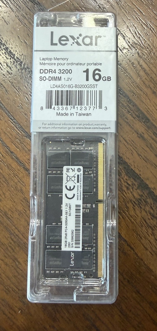 Lexar LD4AS016G-B3200GSST memory module 16 GB 1 x 16 GB DDR4 3200 SO-DIMM 1.2V