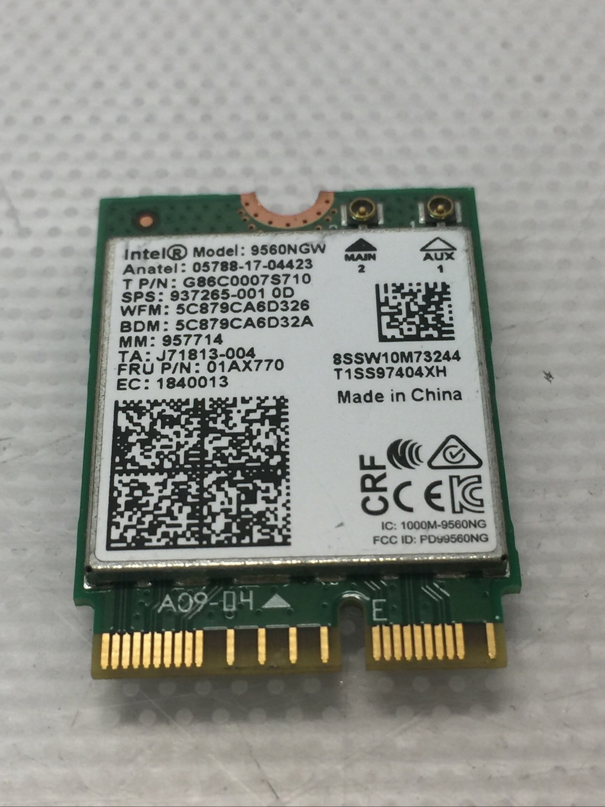 Wireless 9560 Intel 9560NGW 802.11ac NGFF WiFi Bluetooth FRU 01AX768