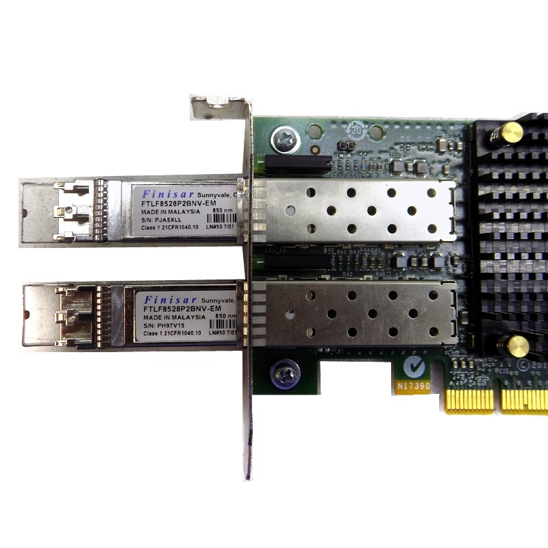 Emulex P005299-01B Dual-Port 8Gbps Fiber Channel Adapter w/ (2) FTLF8528P2BNV-EM
