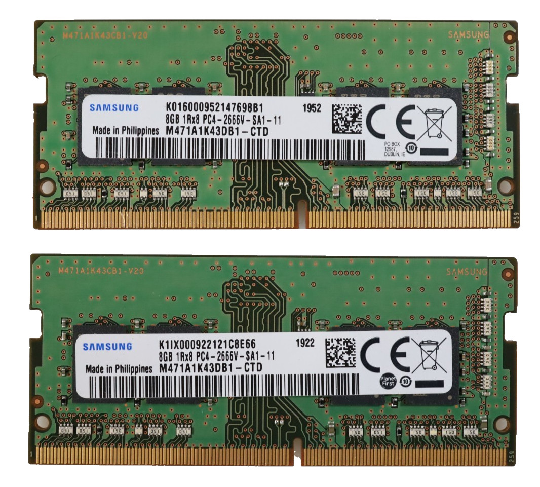 Lot 2x 8GB (16GB) Samsung M471A1K43DB1-CTD PC4-2666V DDR4 SODIMM Laptop Memory