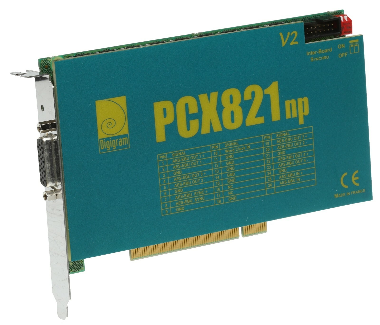 Digigram PCX821np v2 AES/EBU Digital Audio Broadcast Multichannel Sound Card