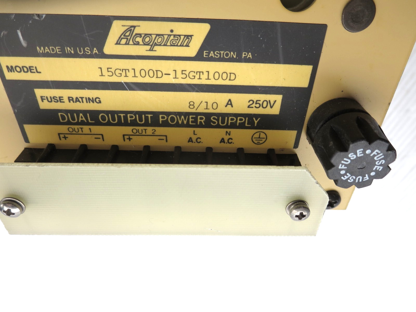 Acopian 15GT100D-15GT100D DC Power Supply Dual Output 15VDC Tests Good Used