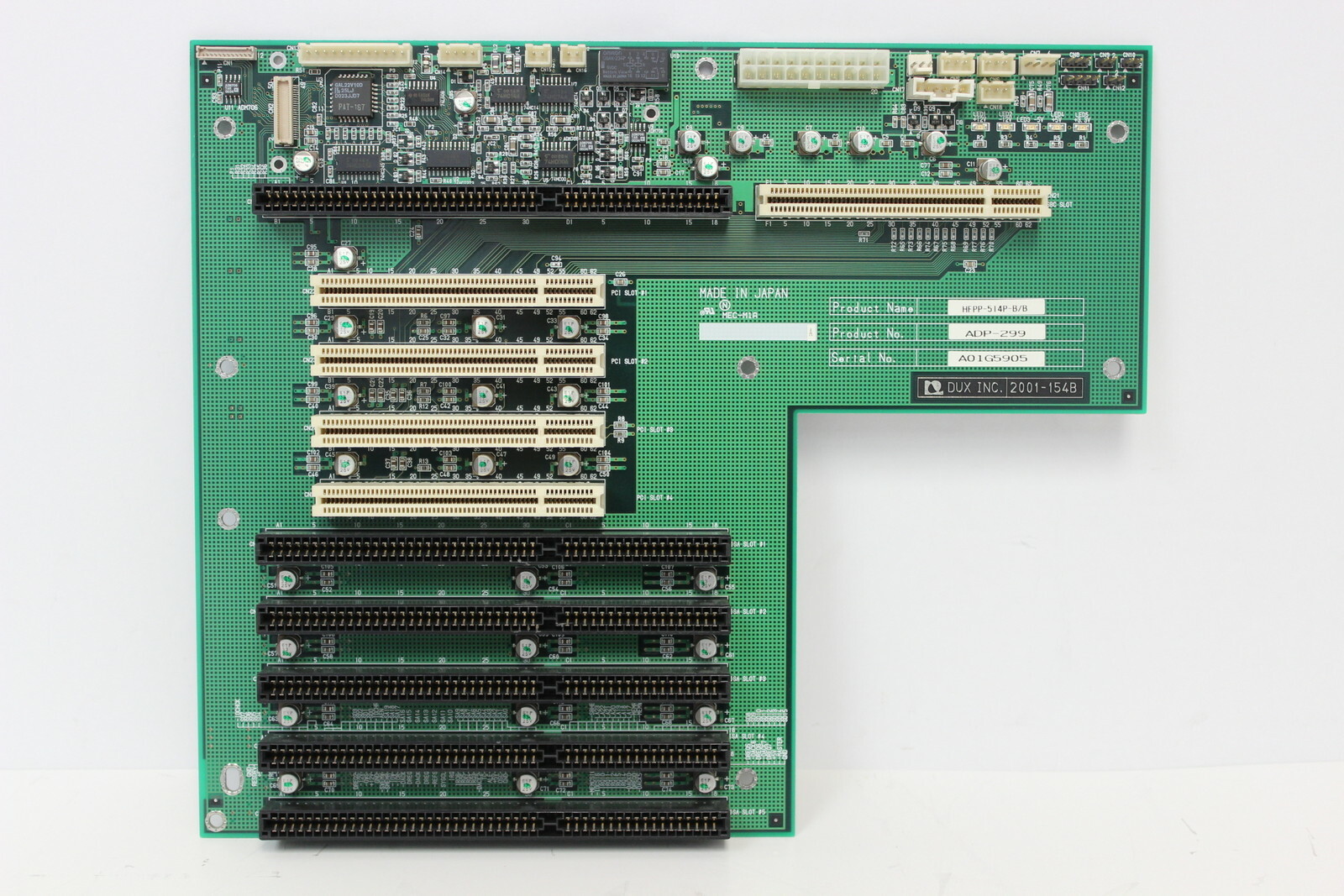 DUX INC 2001-154B HFPP-514P-B/B BACKPLANE BOARD SBC/ISA/PCI ADP-299 W/WARRANTY