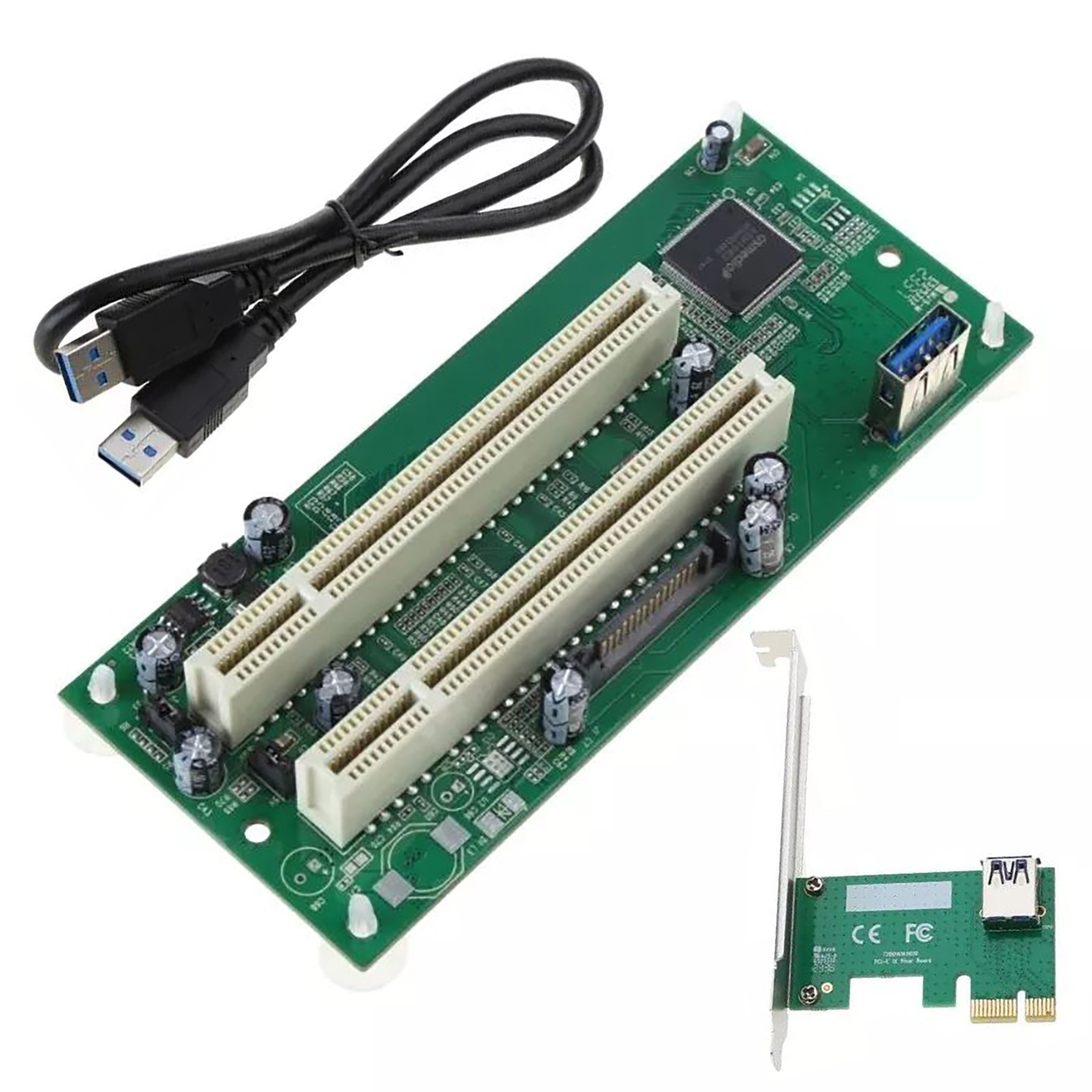 PCI-E to 2xPCI Adapter PCIE x1 to x16 PCI-Expansion Card For Win2000/ Win2003