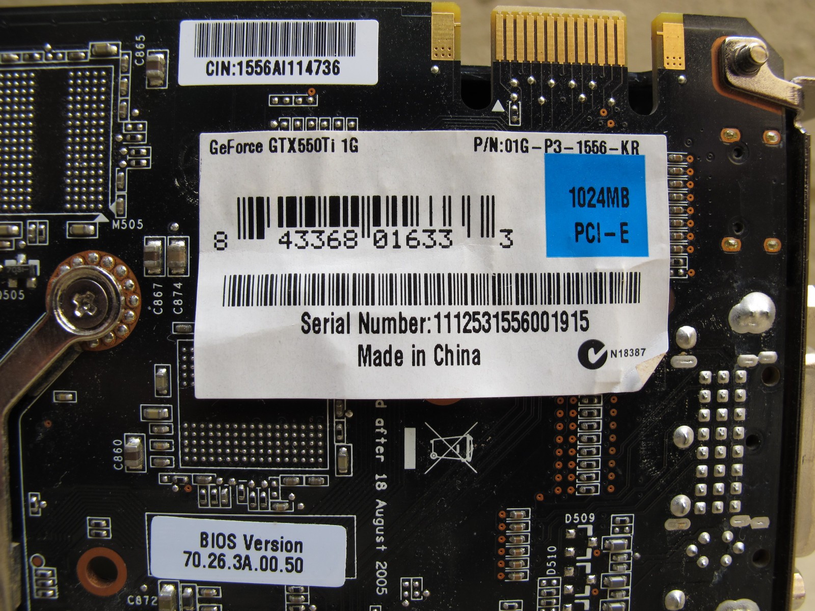 EVGA NVIDIA GeForce GTX 550 Ti (01G-P3-1556-KR) 1GB GDDR5 SDRAM PCI Express x16