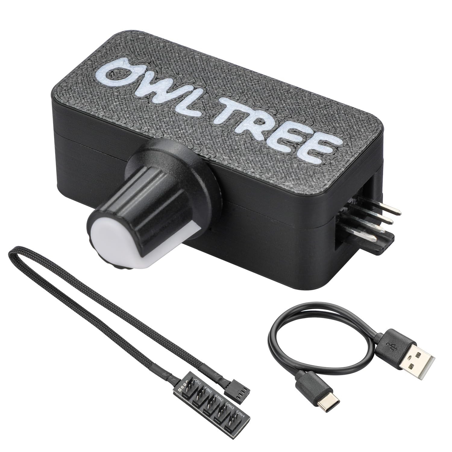 4 Pin 12V PWM Fan Controller Type C USB Power Cable 5 Way Splitter Hub 15-18W