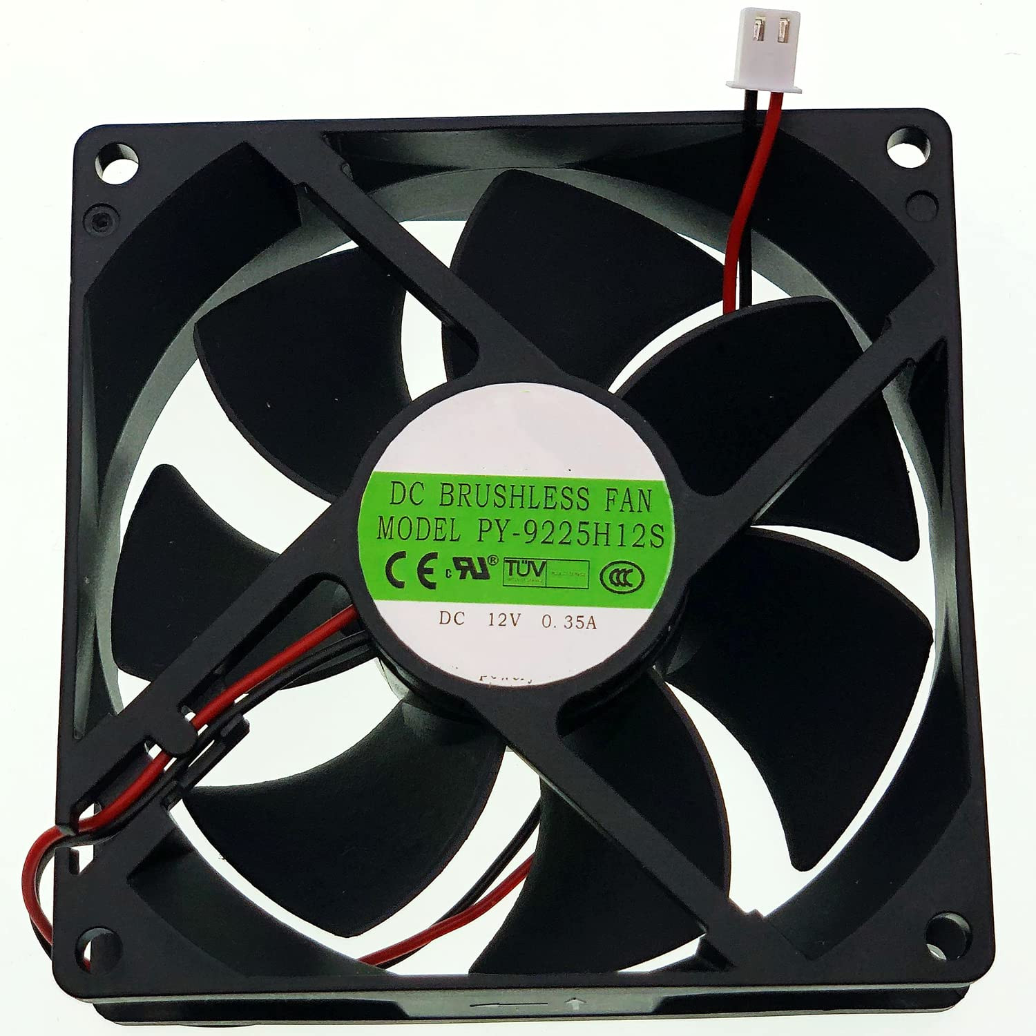 For PY-9225H12S DC 12V 0.35A 90×25Mm Fan, 2-Pin 2-Wire Cooling Fan